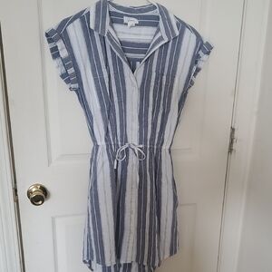 Japna Blue and White Striped Mini Dress
